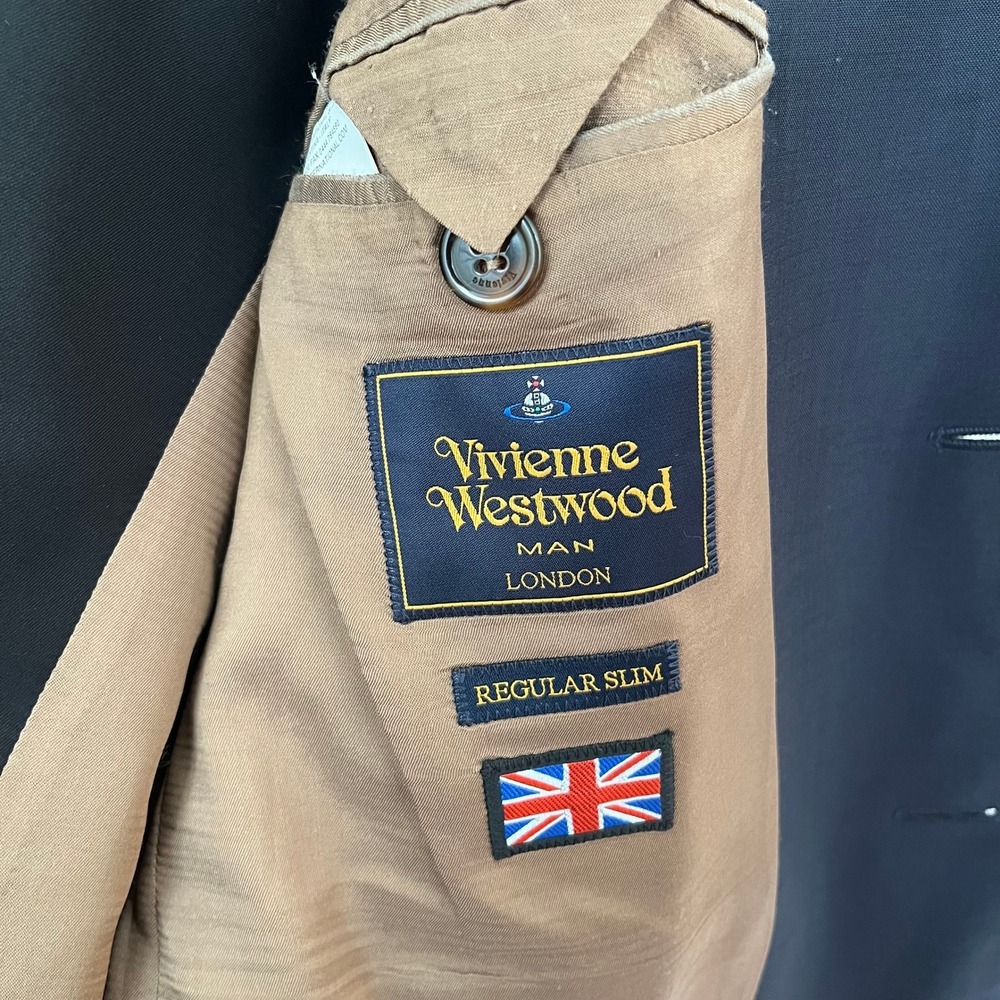 Vivienne Westwood Man Navy Blue 2-Button Blazer Jacket Made in Italy IT 52 US 42 - Picture 12 of 16
